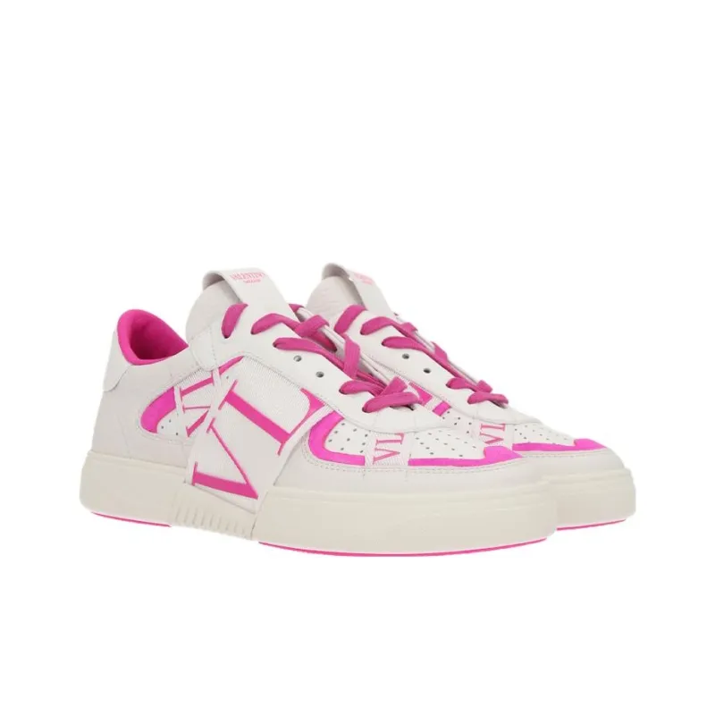 Valentino VL7N Low Top Stylish Skateboarding Shoes Women's White Pink-3