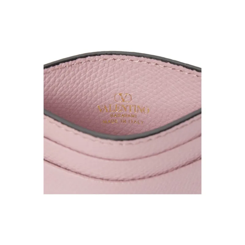 Valentino Grain Calfskin Card Holder Women's Light Pink-4
