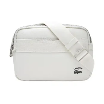 LACOSTE Calfskin Shoulder Bag Crossbody Bag Medium Size Men's White