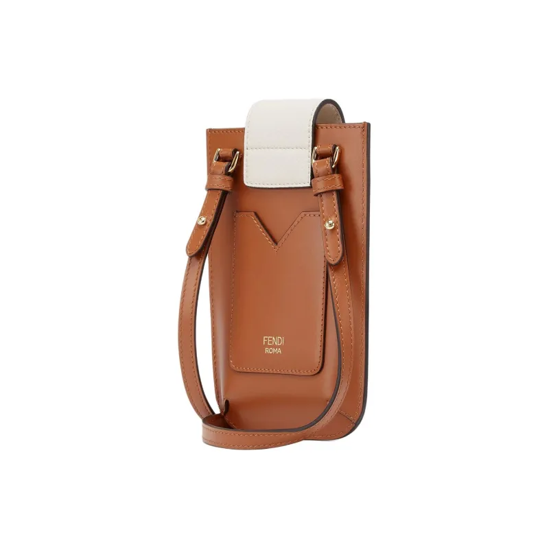 FENDI Leather Cell Phone Pouch Women's Brown-1