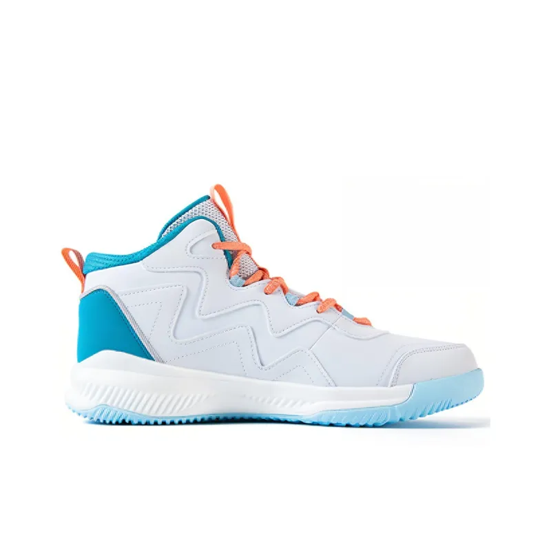 361° Cushioning Anti Slip And Wear Resistant High Top Basketball Shoes Men's White Blue Orange-1