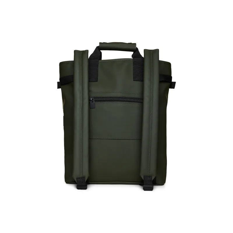 Rains Polyurethane Handbag Backpack Large Size Unisex Black/Green-6