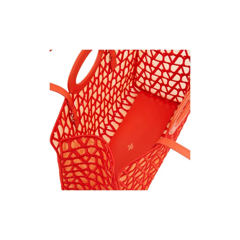 Valentino Le Troisième Embroidery Tote Bag Shopping Bag Handbag Shoulder Bags Women's Red-2