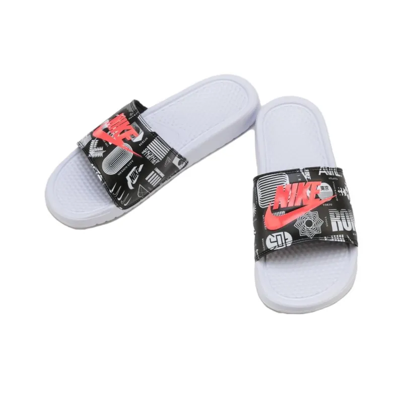 Nike Benassi Jdi Print White Black Slippers 'White Black'-3