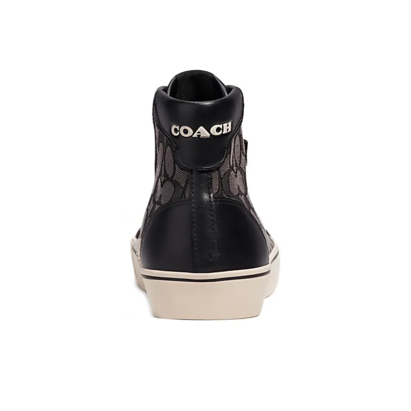 COACH Skate High Top Stylish Skateboarding Shoes Men's Black-4