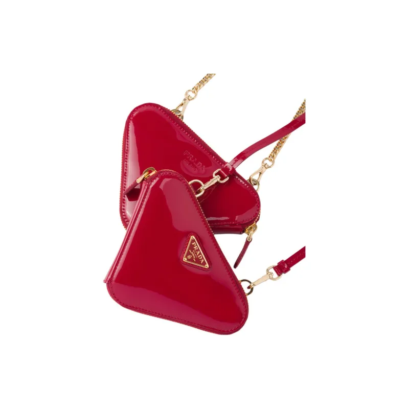 PRADA Leather One Shoulder Crossbody Clutches Mini Women's Cherry Red-3