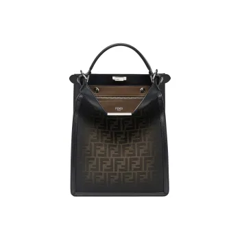 FENDI Fabric With Leather One Shoulder Handbag, Crossbody Bag Small Size Men's Brown