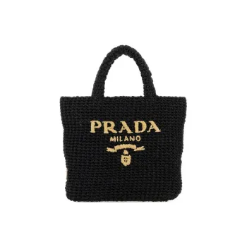 PRADA Raffia Handbag Women's Black