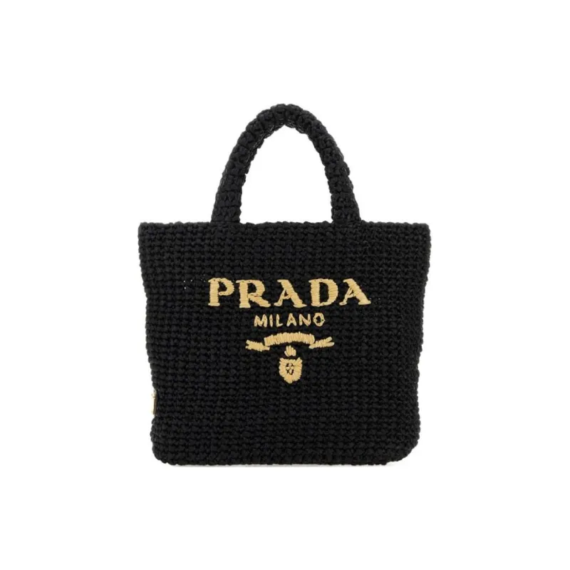 PRADA Raffia Handbag Women's Black-0