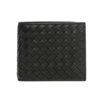 Bottega Veneta Lambskin Patch Calfskin Wallet Men's Black