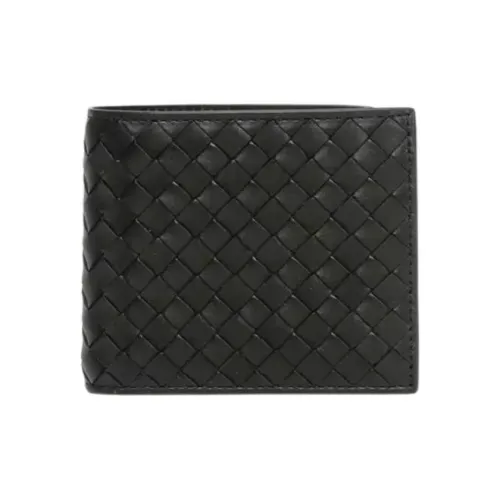 Bottega Veneta Lambskin Patch Calfskin Wallet Men's Black