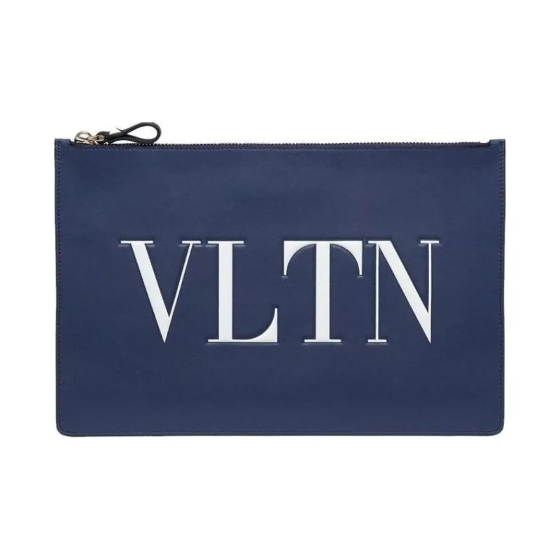 Valentino VLTN Calfskin Clutch Women's Blue-0