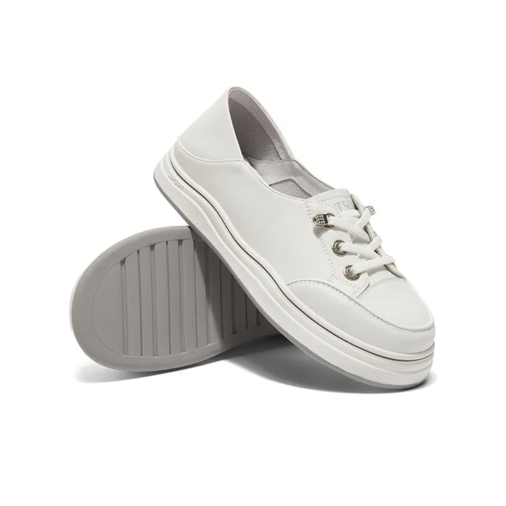 PT'SON Breathable Low Top Skateboard Shoes Women's White-3