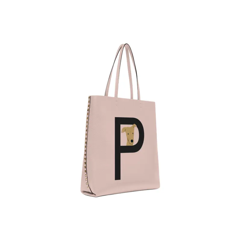 Valentino GARAVANI ROCKSTUD Grained Calfskin Tote Bag Shopping Bag Handbag Shoulder Bags Women's Rose Quartz With Black-1