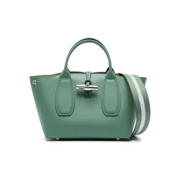 LONGCHAMP Roseau Calfskin Shoulder Bag Crossbody Bag Handbag Small Size Women's Sage Green