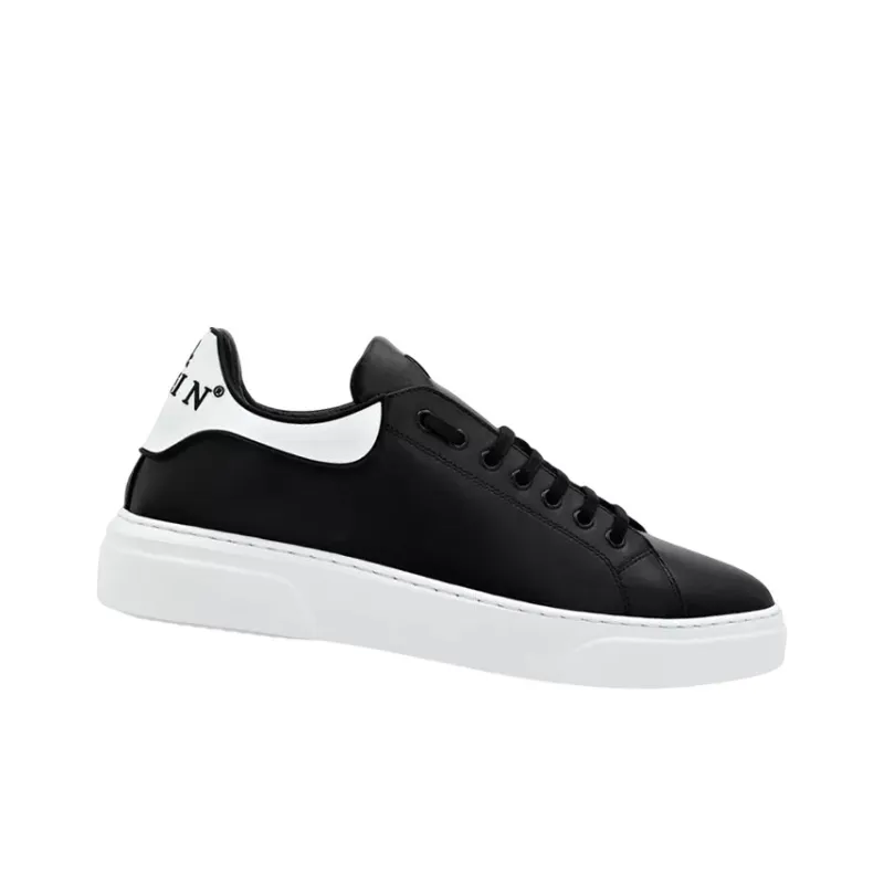 PHILIPP PLEIN Low Top Stylish Skateboarding Shoes Men's Black White-1