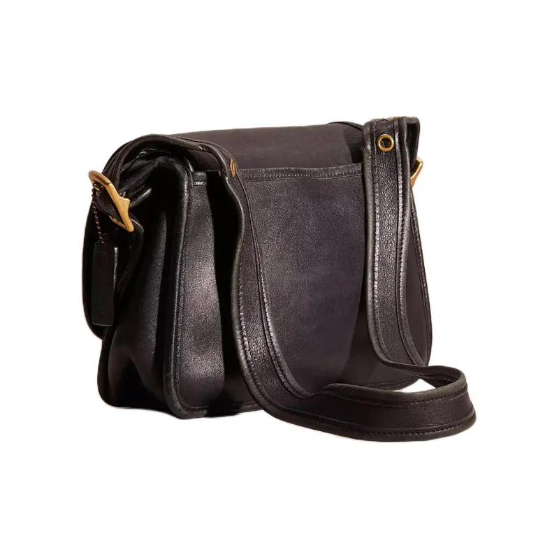 COACH Legacy Glove Tanning Over-The-Shoulder Bag Crossbody Bag Medium Size Unisex Black-1