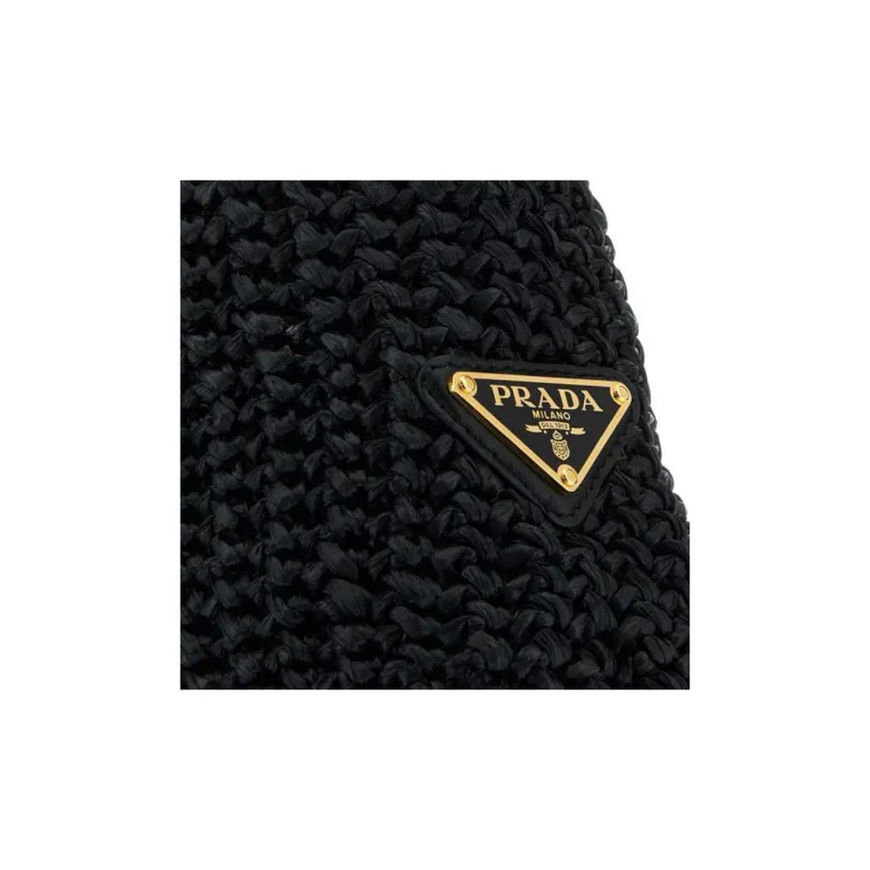 PRADA Raffia Handbag Women's Black-3