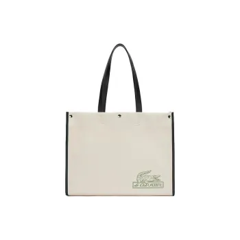 LACOSTE Fabric Tote Bag Shopping Bag Handbag Medium Size Women's Beige