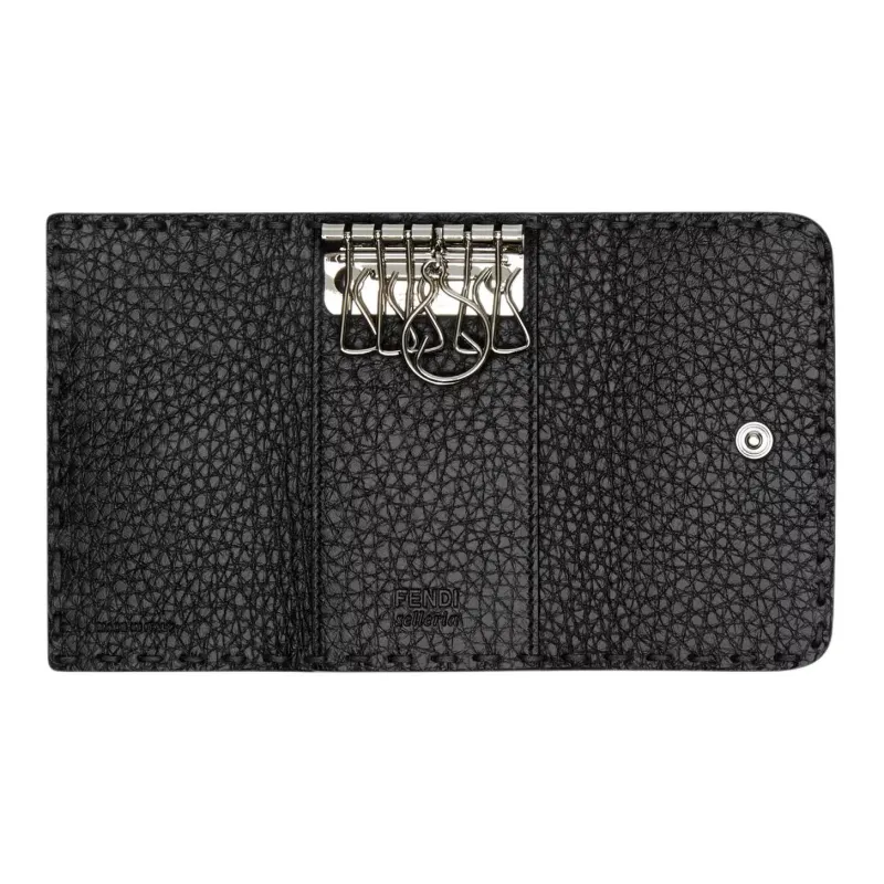 FENDI Leather Key Pouch Men's Black-2
