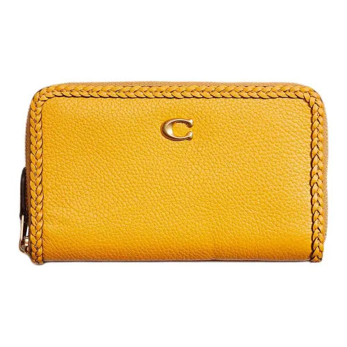 COACH Zip Around Leather Wallet Small Size Women's Brass Velvet