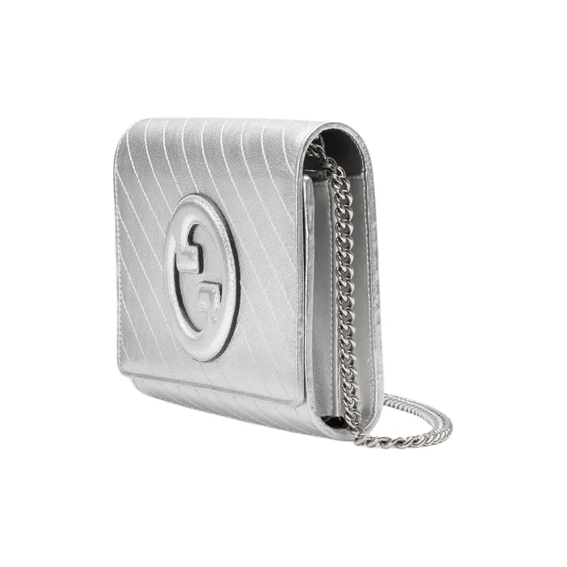 GUCCI Blondie Leather Shoulder Bag, Crossbody Bag, Wallet Women's Silver-1