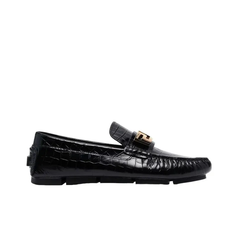 VERSACE Greca Loafer Croc Black-1