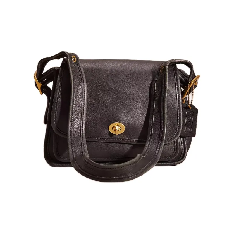 COACH Legacy Glove Tanning Over-The-Shoulder Bag Crossbody Bag Medium Size Unisex Black-0