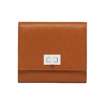 FENDI Peekaboo Leather Wallet Medium Size Women's Brown