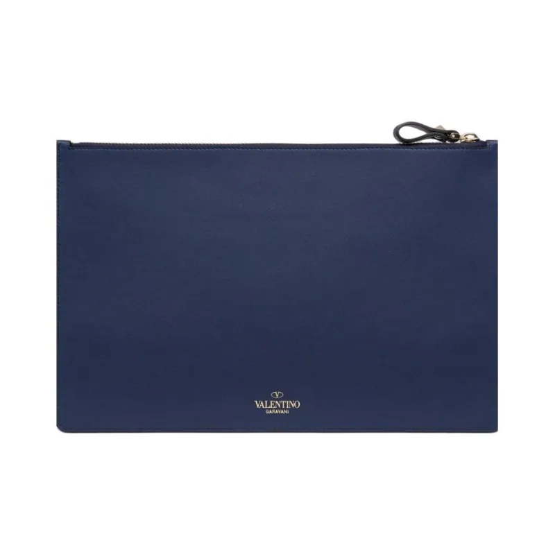 Valentino VLTN Calfskin Clutch Women's Blue-2