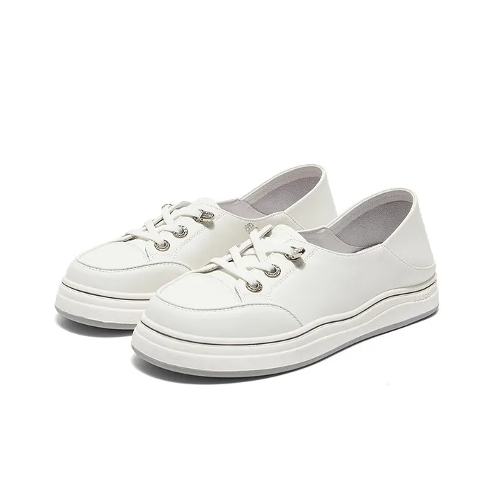 PT'SON Breathable Low Top Skateboard Shoes Women's White-2