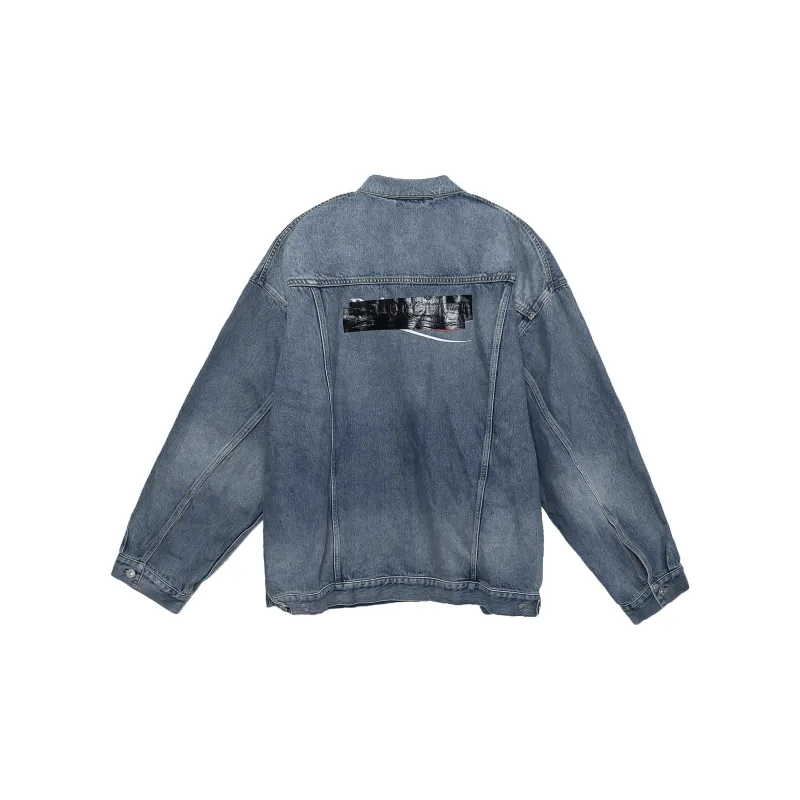 Balenciaga Oversized Political Campaign Logo Denim Jacket-1