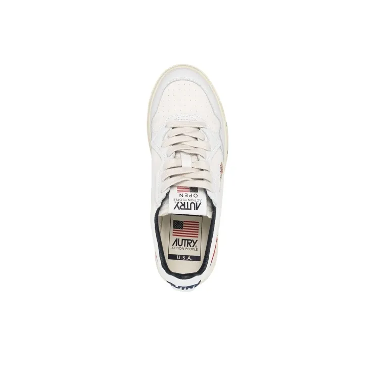 AUTRY Medalist Low Leather And Suede 'White Black And Red' Women's-2