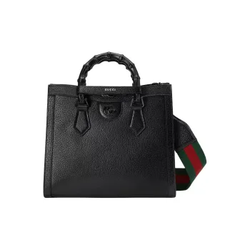 GUCCI Diana Leather Tote Bag Shopping Bag Shoulder Bag Crossbody Bag Handbag Small Size Women's Black