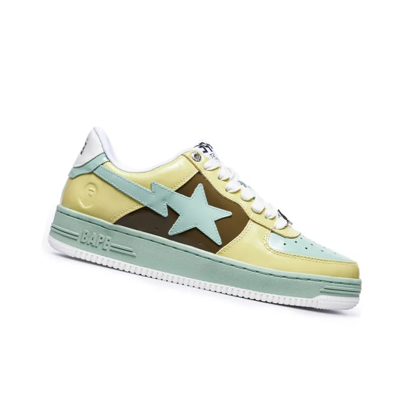 A BATHING APE Bape STA Stylish Skateboarding Shoes Men's Yellow Green Brown-1