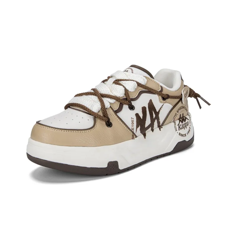 Kappa Anti-Slip And Wear-Resistant Breathable Low-Top Skateboard Shoes Unisex Light Yellow Umber/Heron Feather White-2