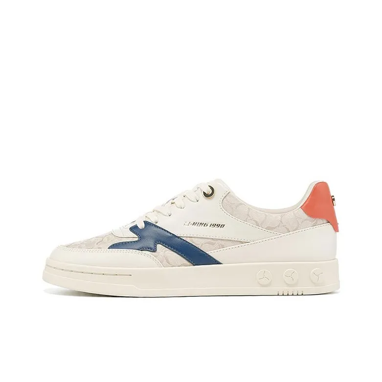 LI NING 1990 Classic Collection Shock Absorbers Low Top Skateboard Shoes Men's White Blue-0