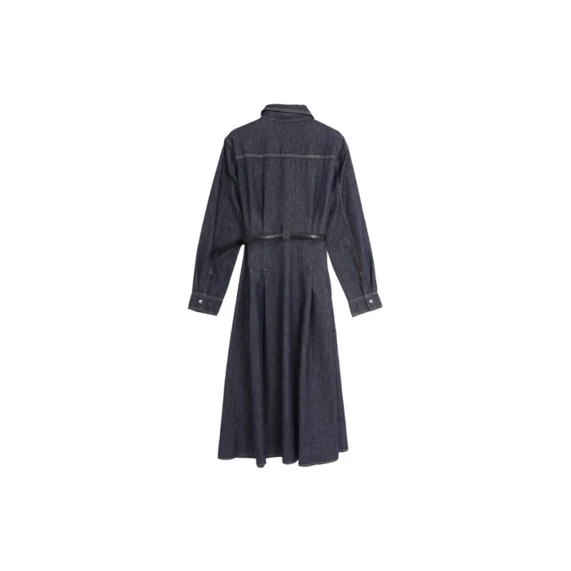 SETIROM Long Sleeved Dress Women's Dark Blue-1