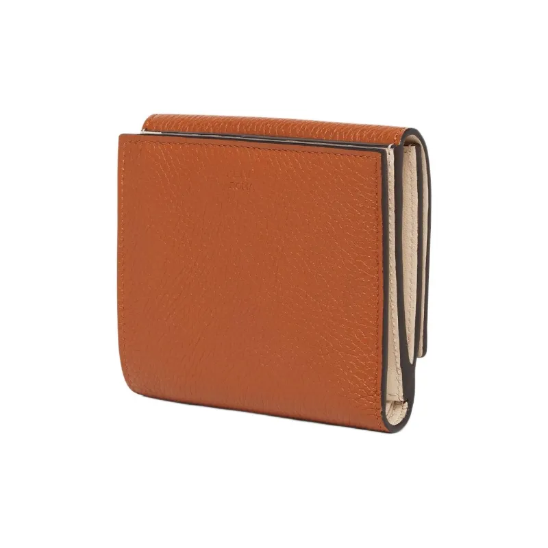 FENDI Peekaboo Leather Wallet Medium Size Women's Brown-1