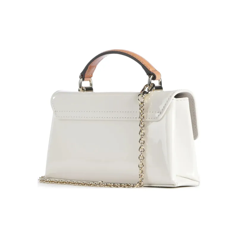Furla 1927 Collection Patent Leather Shoulder Bag Crossbody Bag Handbag Mini Women's Marshmallow White-3