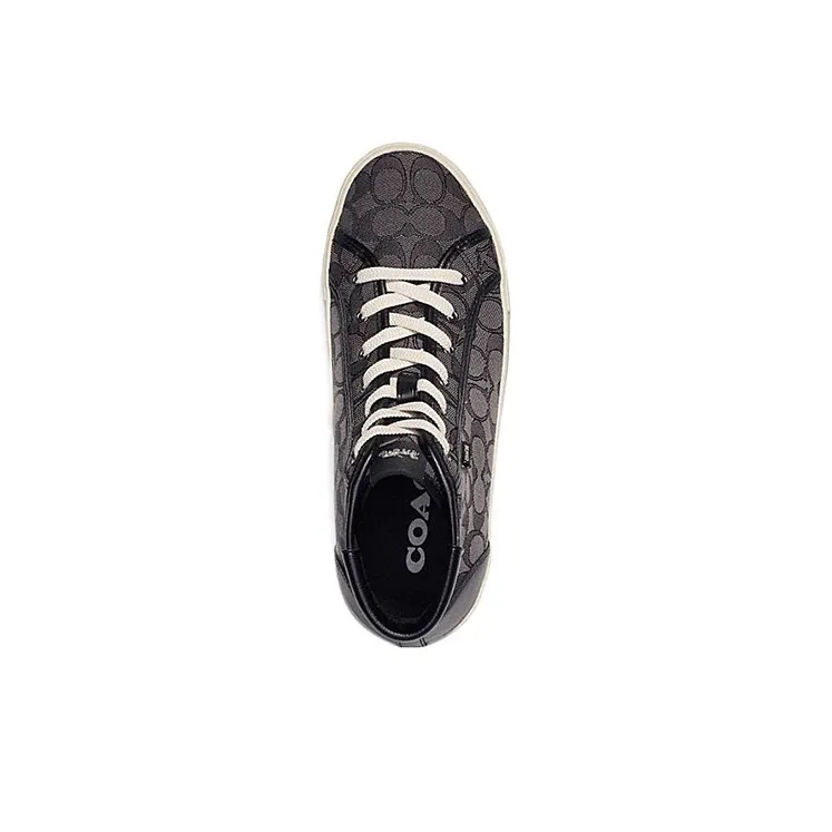 COACH Skate High Top Stylish Skateboarding Shoes Men's Black-3