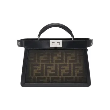 FENDI Peekaboo ISeeU Rayon Blended With Acrylic Shoulder Bag Crossbody Bag Handbag Men's Brown