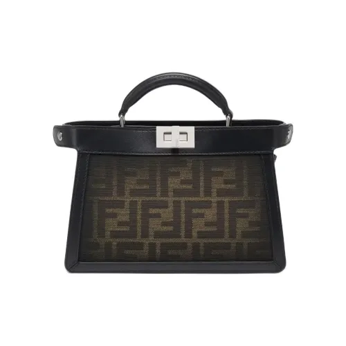 FENDI Peekaboo ISeeU Rayon Blended With Acrylic Shoulder Bag Crossbody Bag Handbag Men's Brown