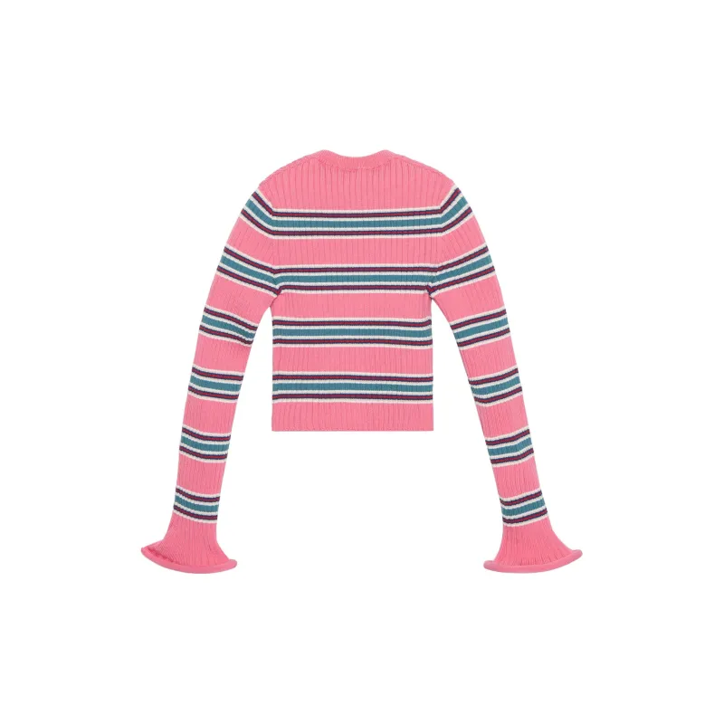 LOUIS VUITTON Horizontal Stripes Trumpet Sleeve Cardigan-1