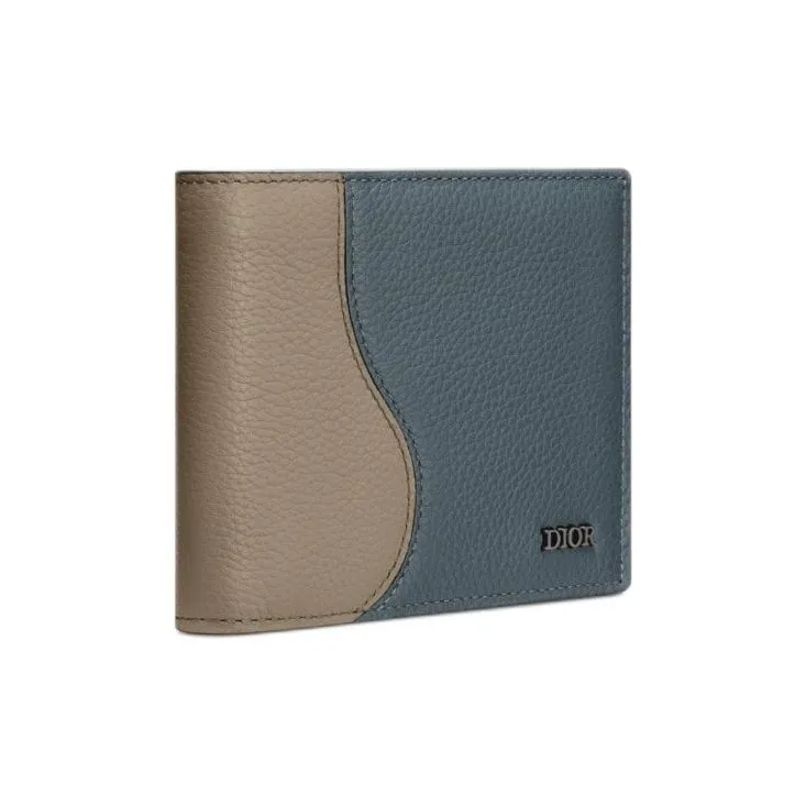 DIOR Saddle Grained Calfskin Wallet Women's Brown & Dark Gray-1