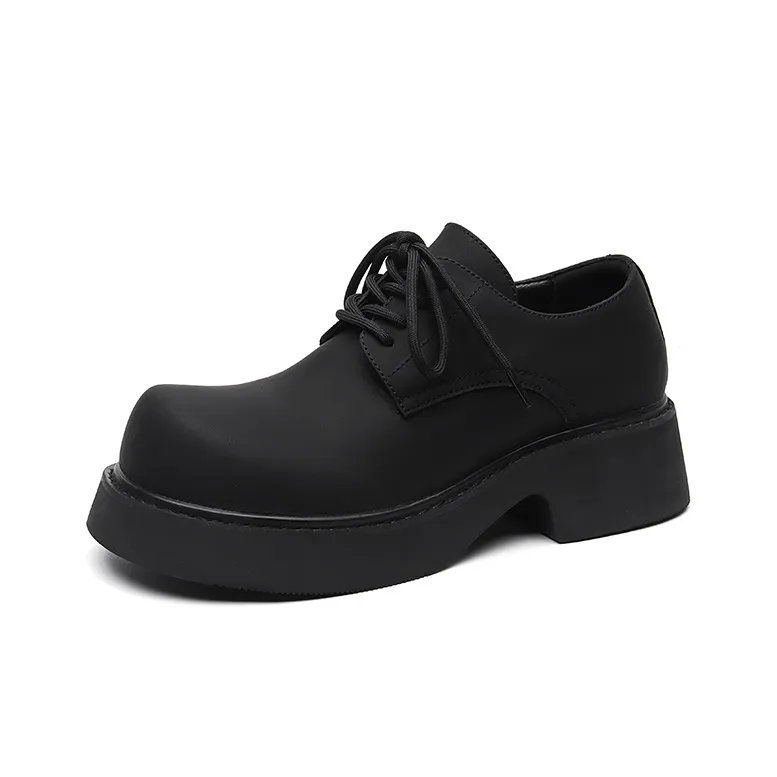 Dounkol Get Cool Abrasion Resistant Height Increasing Low Top Chunky Derby Shoes Unisex Black Samurai Color-1