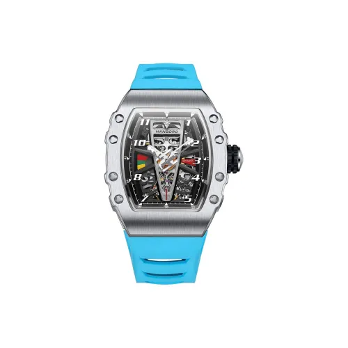HANBORO Automatic Mechanical Movement Watch Men's Watches Cut Out Dial HBR983 BL