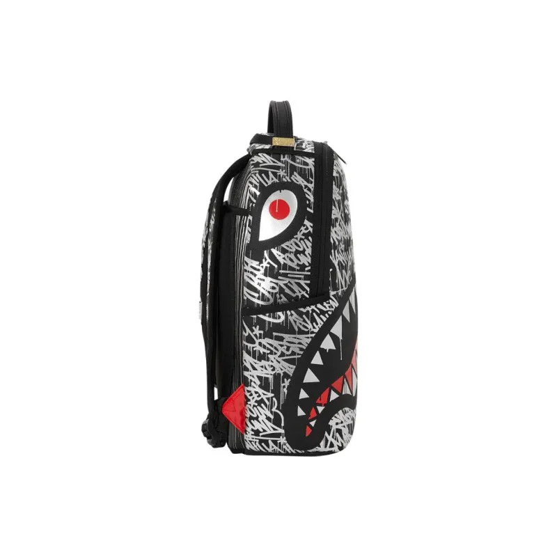 SPRAYGROUND Artificial Leather Backpack Unisex Black & Silver & Red-3