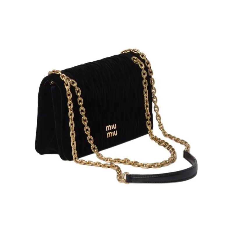 MIU MIU Matelassé Velour Crossbody Bag, Shoulder Bag Mini Women's Black-1