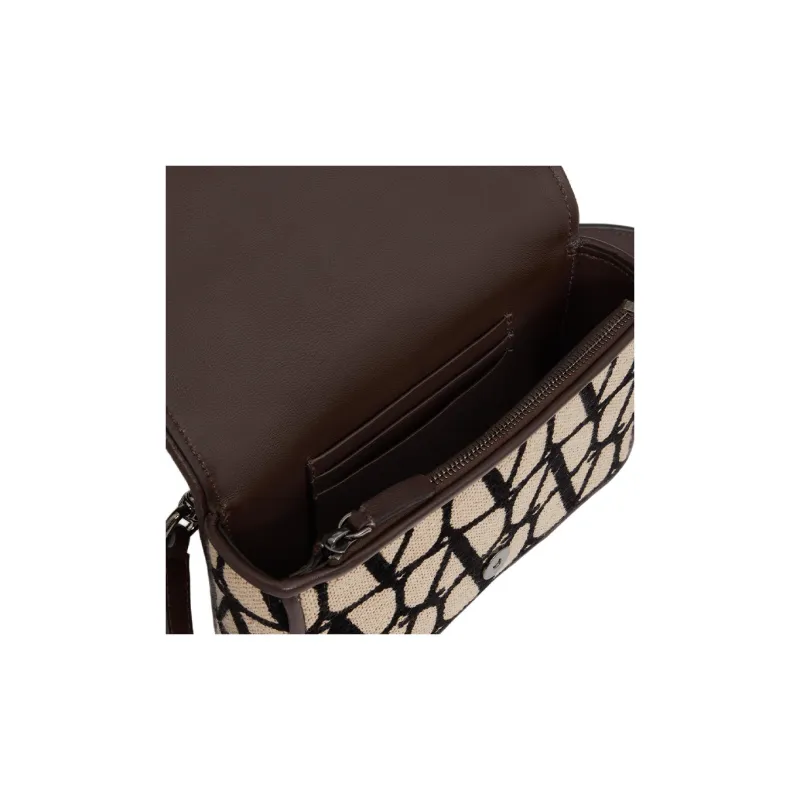 Valentino GARAVANI Calfskin Detail One Shoulder Crossbody Clutches Men's Black & Beige-6